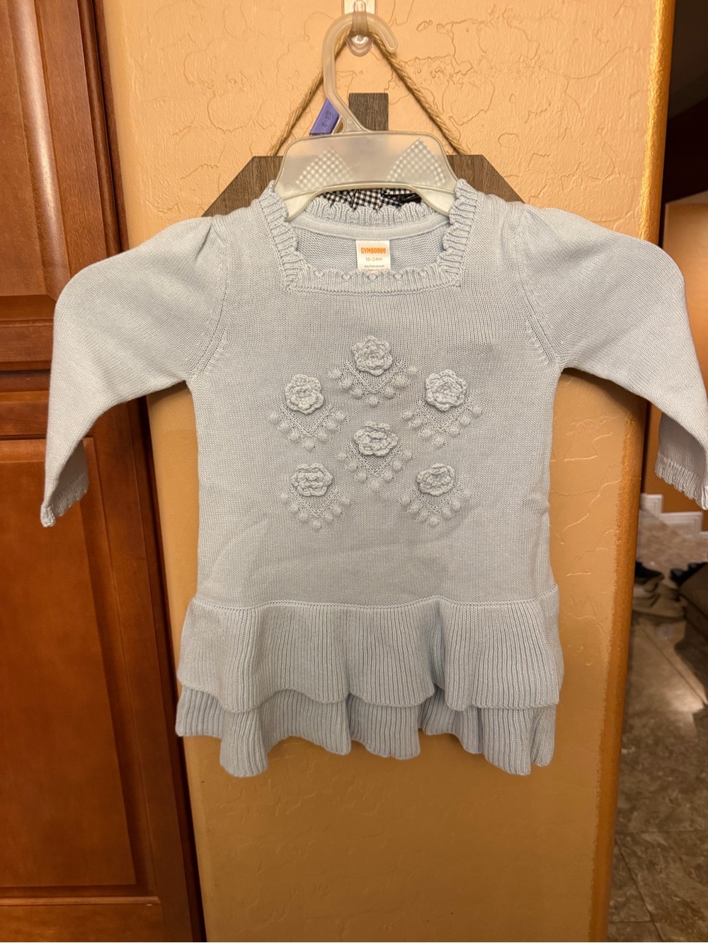 Gymboree Light Blue Knit Floral Peplum Dressy Top